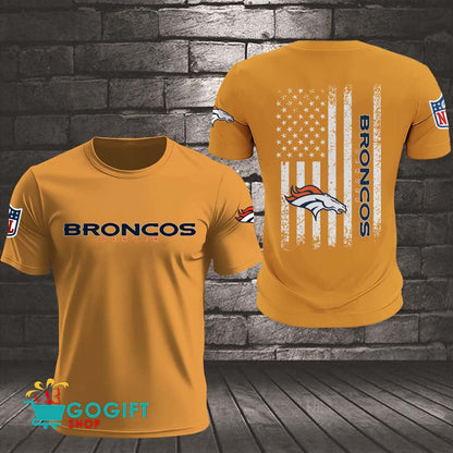 Denver Broncos US Flag Vintage Style All Over Printed T-shirt