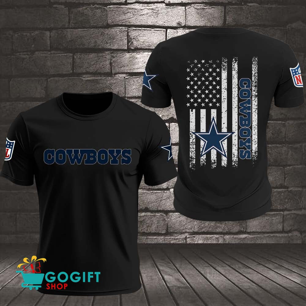 Dallas Cowboys US Flag Vintage Style All Over Printed T-shirt