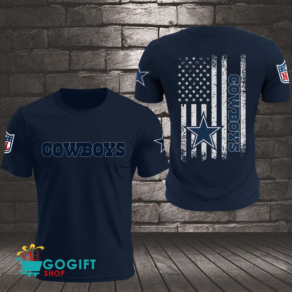 Dallas Cowboys US Flag Vintage Style All Over Printed T-shirt