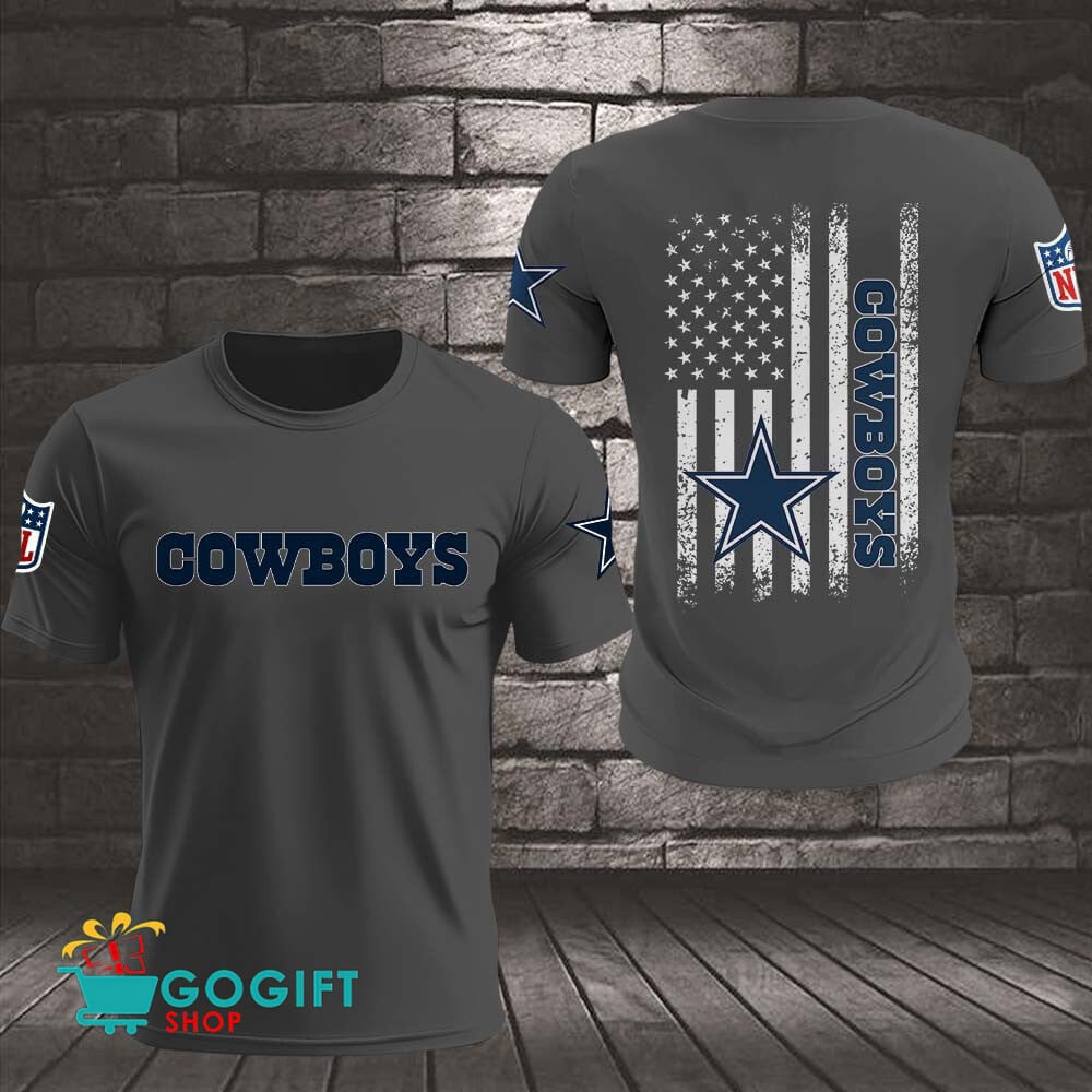 Dallas Cowboys US Flag Vintage Style All Over Printed T-shirt