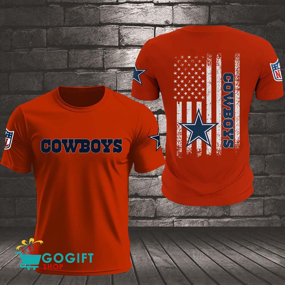 Dallas Cowboys US Flag Vintage Style All Over Printed T-shirt