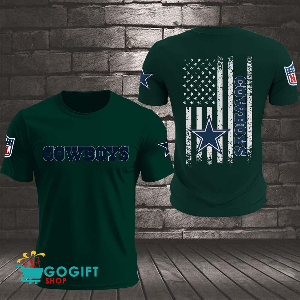 Dallas Cowboys US Flag Vintage Style All Over Printed T-shirt