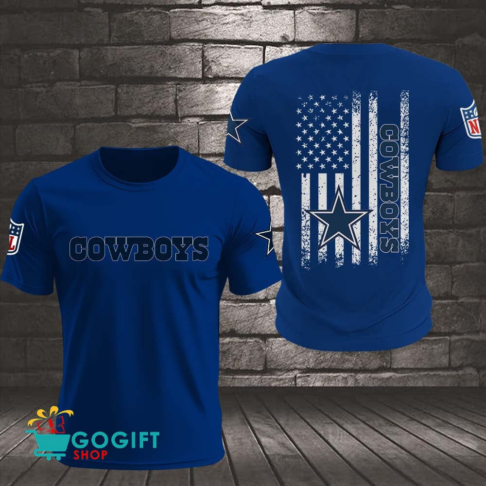 Dallas Cowboys US Flag Vintage Style All Over Printed T-shirt