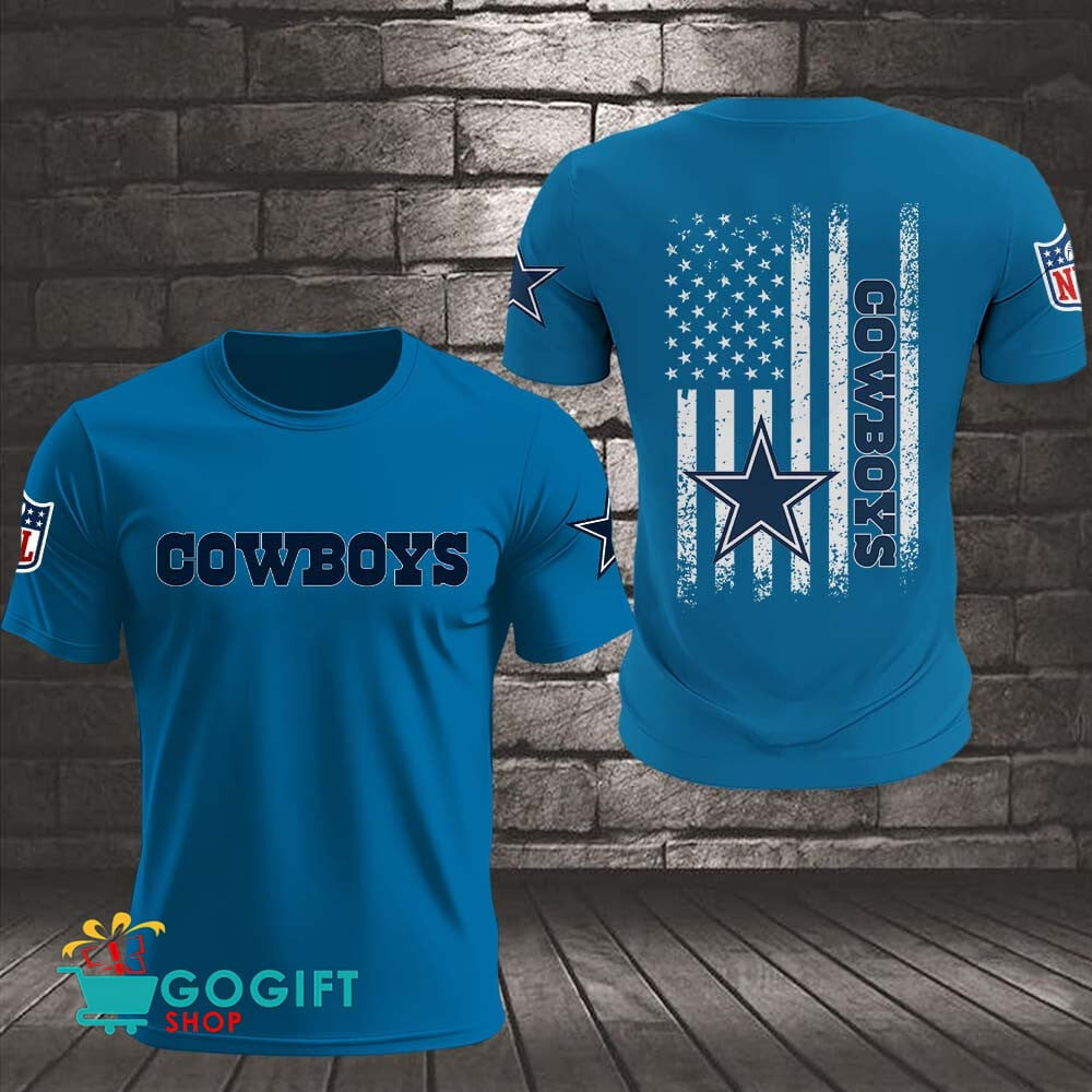 Dallas Cowboys US Flag Vintage Style All Over Printed T-shirt