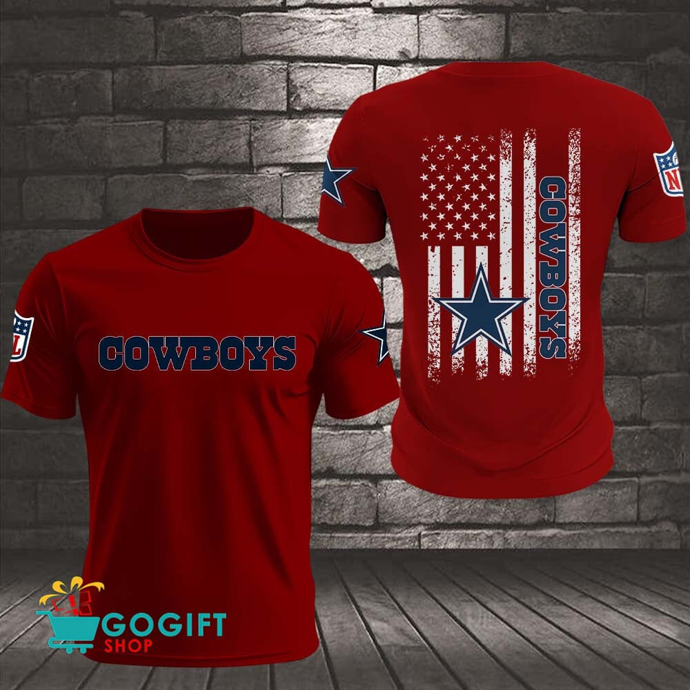 Dallas Cowboys US Flag Vintage Style All Over Printed T-shirt