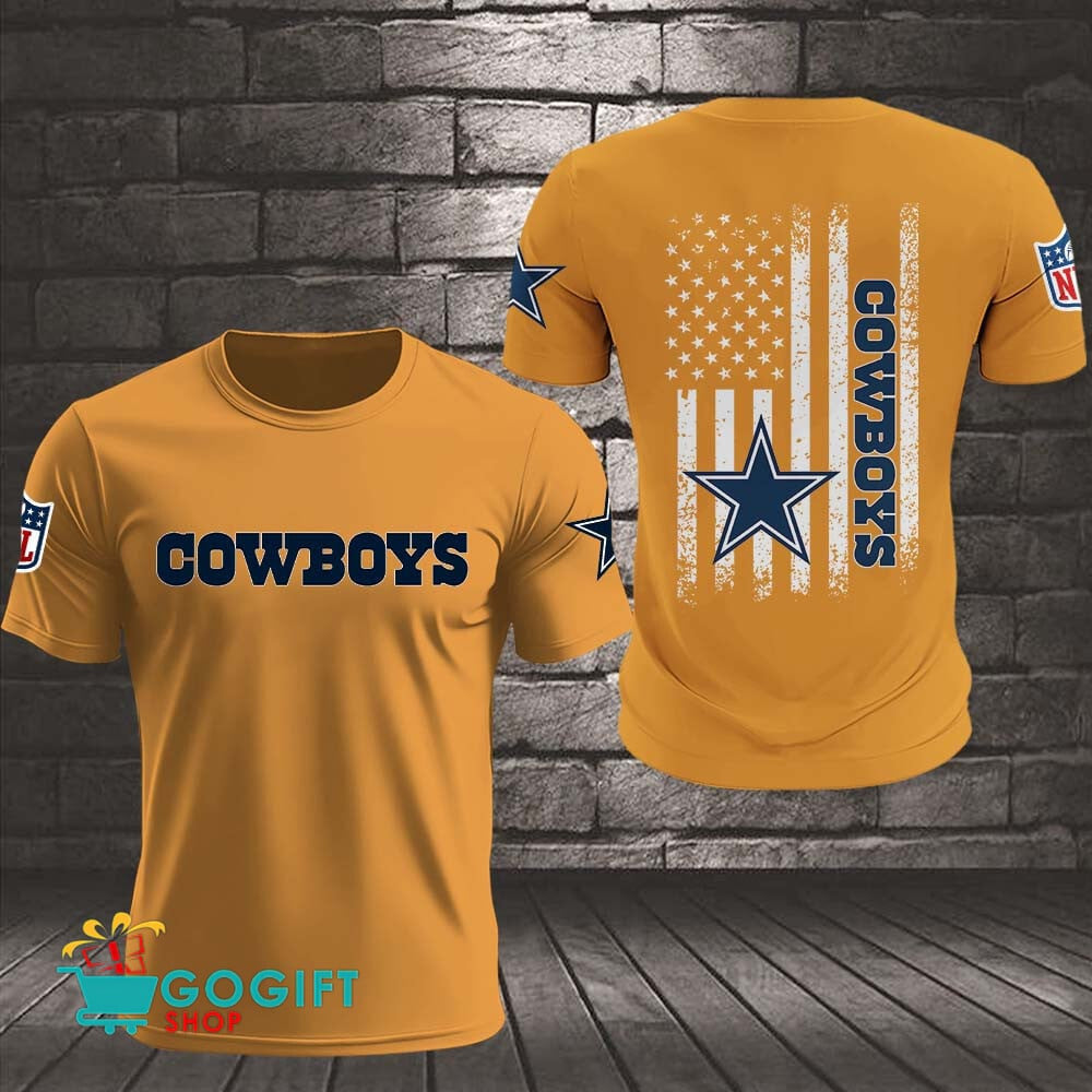 Dallas Cowboys US Flag Vintage Style All Over Printed T-shirt