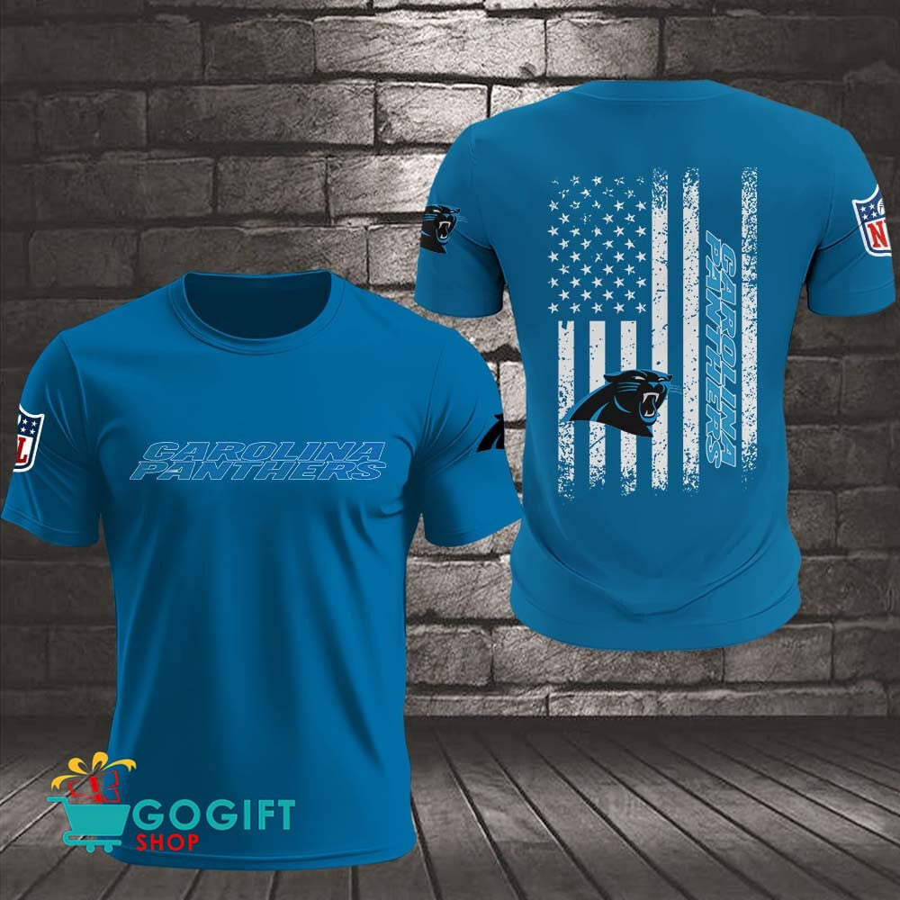 Carolina Panthers US Flag Vintage Style All Over Printed T-shirt