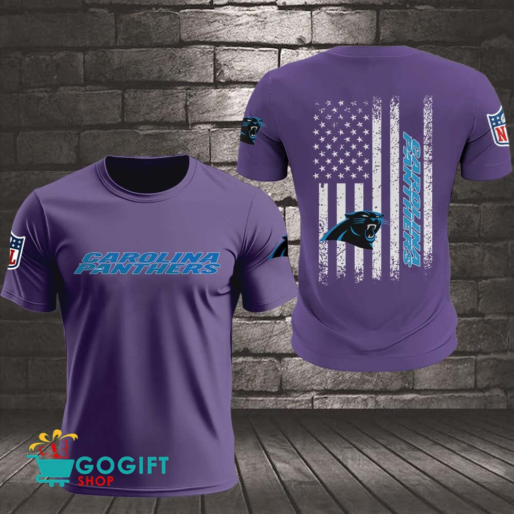 Carolina Panthers US Flag Vintage Style All Over Printed T-shirt