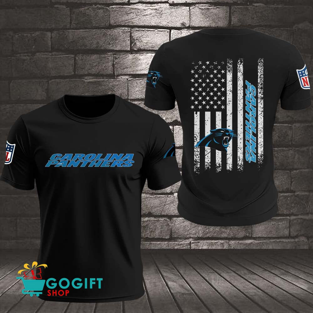 Carolina Panthers US Flag Vintage Style All Over Printed T-shirt
