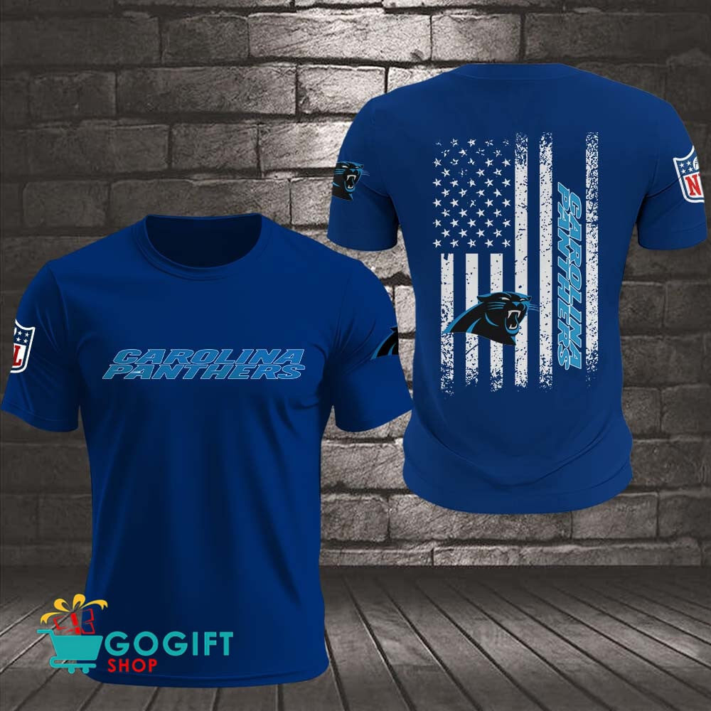 Carolina Panthers US Flag Vintage Style All Over Printed T-shirt