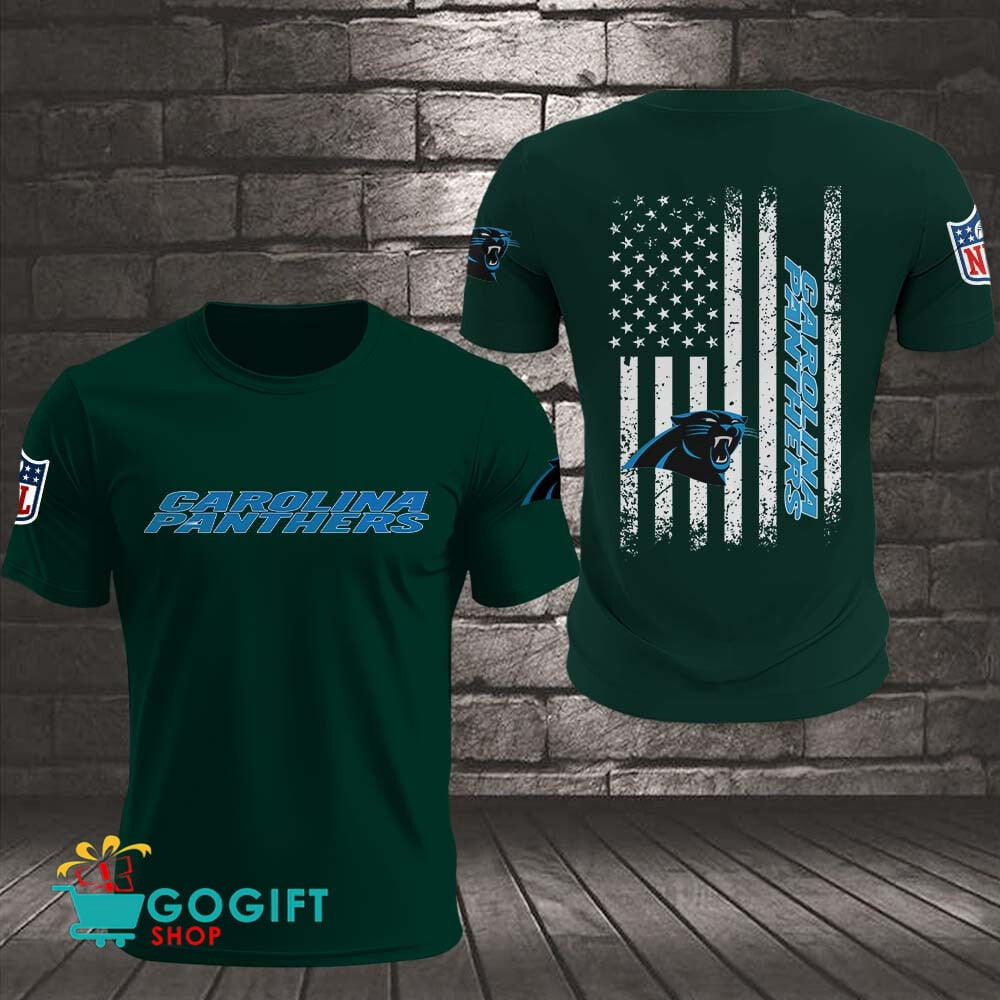 Carolina Panthers US Flag Vintage Style All Over Printed T-shirt