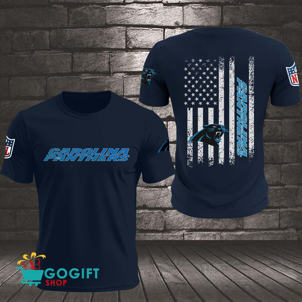 Carolina Panthers US Flag Vintage Style All Over Printed T-shirt