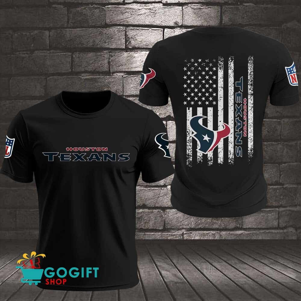 Houston Texans US Flag Vintage Style All Over Printed T-shirt