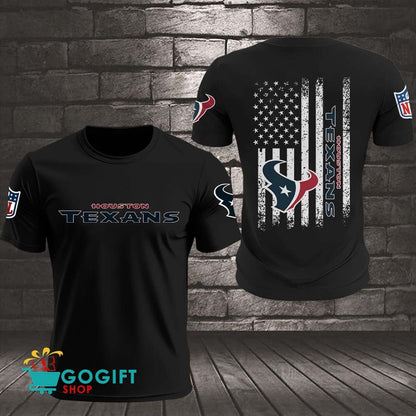 Houston Texans US Flag Vintage Style All Over Printed T-shirt