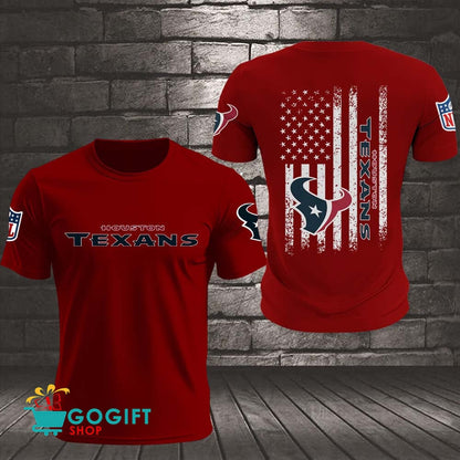 Houston Texans US Flag Vintage Style All Over Printed T-shirt
