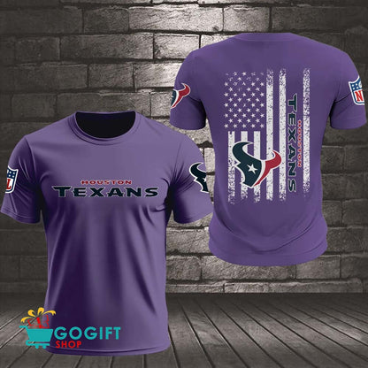 Houston Texans US Flag Vintage Style All Over Printed T-shirt