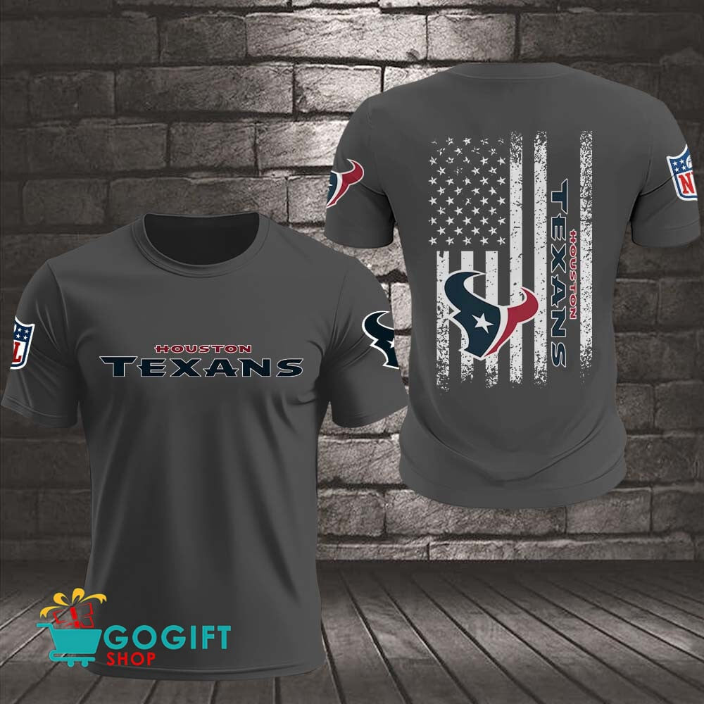 Houston Texans US Flag Vintage Style All Over Printed T-shirt