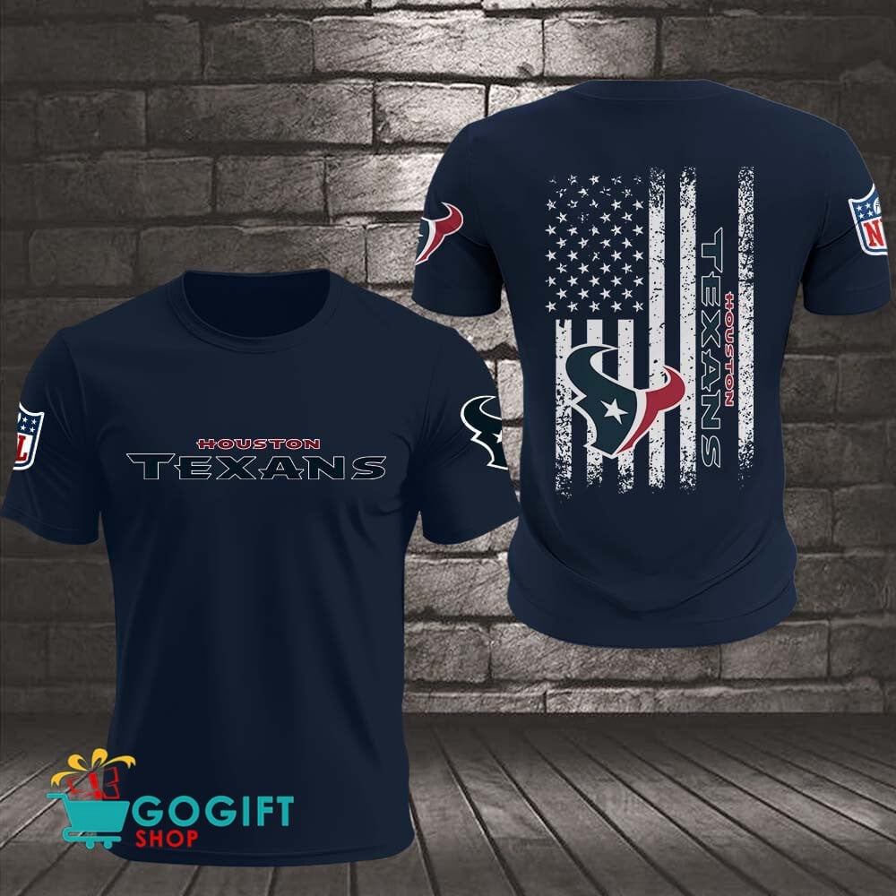 Houston Texans US Flag Vintage Style All Over Printed T-shirt