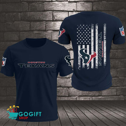 Houston Texans US Flag Vintage Style All Over Printed T-shirt