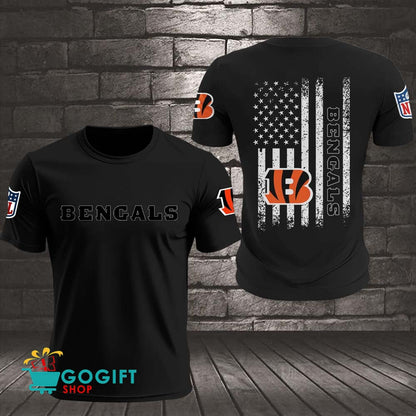 Cincinnati Bengals US Flag Vintage Style All Over Printed T-shirt
