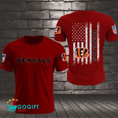 Cincinnati Bengals US Flag Vintage Style All Over Printed T-shirt