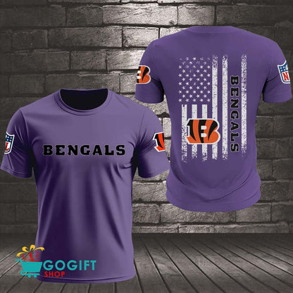 Cincinnati Bengals US Flag Vintage Style All Over Printed T-shirt