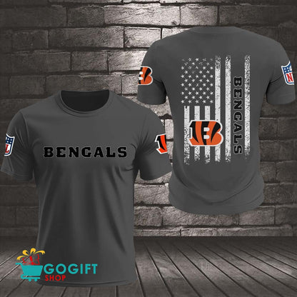 Cincinnati Bengals US Flag Vintage Style All Over Printed T-shirt