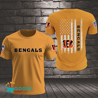 Cincinnati Bengals US Flag Vintage Style All Over Printed T-shirt