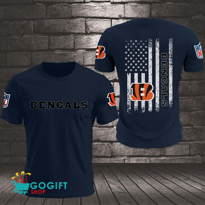 Cincinnati Bengals US Flag Vintage Style All Over Printed T-shirt