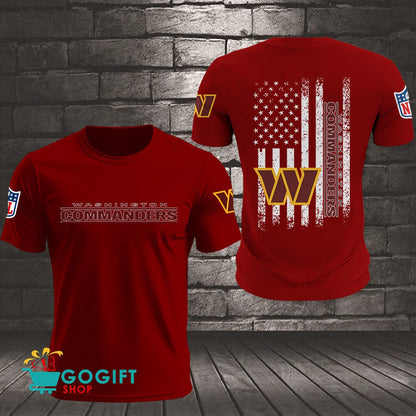 Washington Commanders US Flag Vintage Style All Over Printed T-shirt
