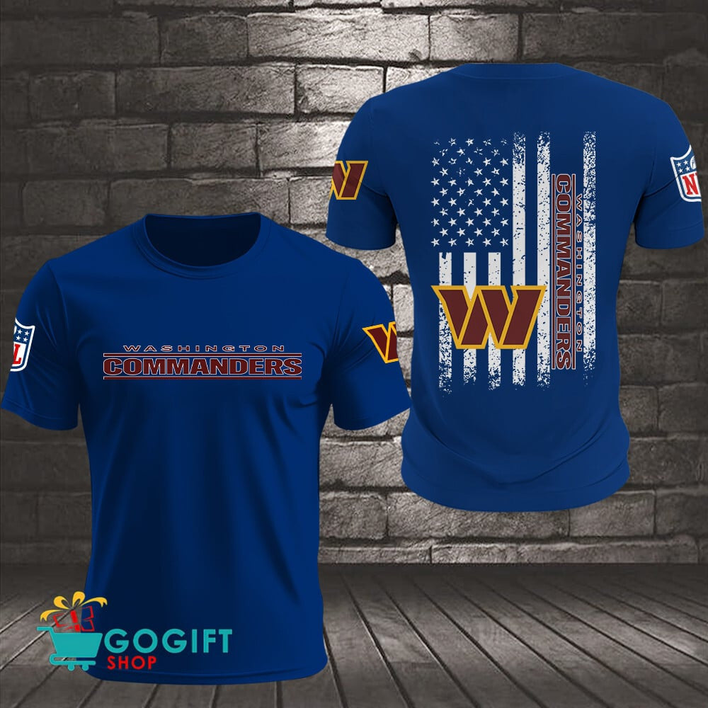 Washington Commanders US Flag Vintage Style All Over Printed T-shirt