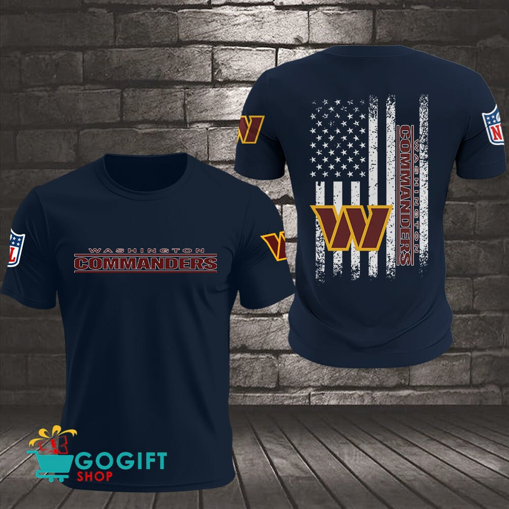 Washington Commanders US Flag Vintage Style All Over Printed T-shirt
