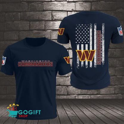 Washington Commanders US Flag Vintage Style All Over Printed T-shirt