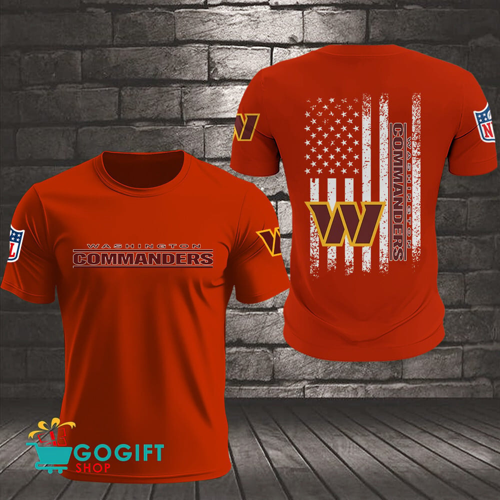 Washington Commanders US Flag Vintage Style All Over Printed T-shirt