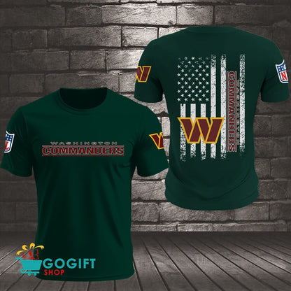 Washington Commanders US Flag Vintage Style All Over Printed T-shirt