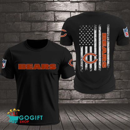 Chicago Bears US Flag Vintage Style All Over Printed T-shirt