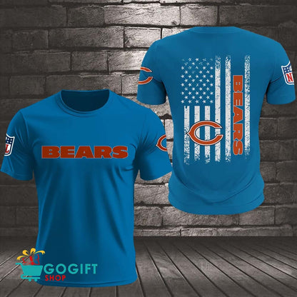 Chicago Bears US Flag Vintage Style All Over Printed T-shirt