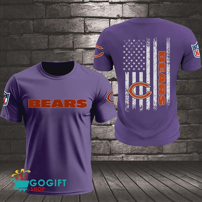 Chicago Bears US Flag Vintage Style All Over Printed T-shirt