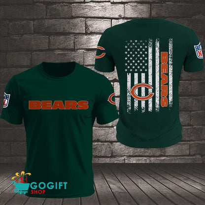Chicago Bears US Flag Vintage Style All Over Printed T-shirt