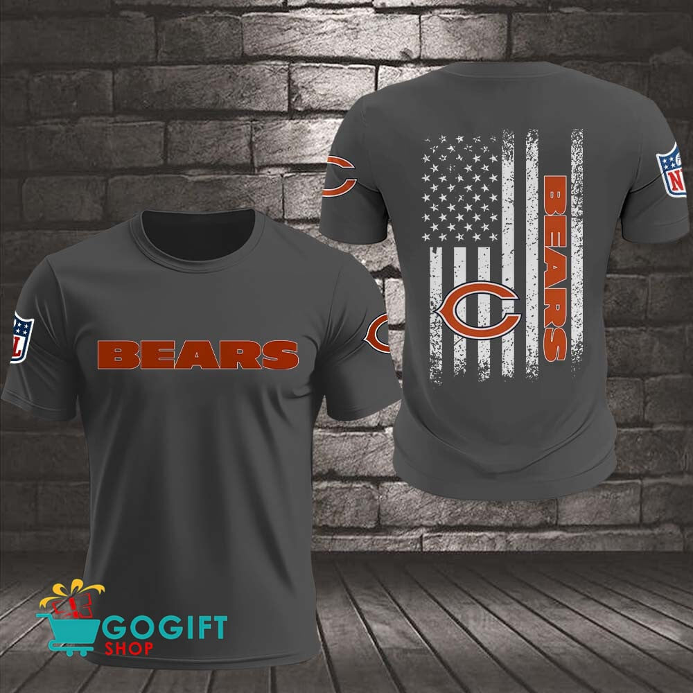 Chicago Bears US Flag Vintage Style All Over Printed T-shirt