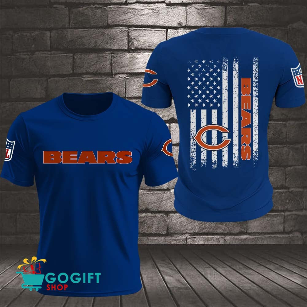 Chicago Bears US Flag Vintage Style All Over Printed T-shirt