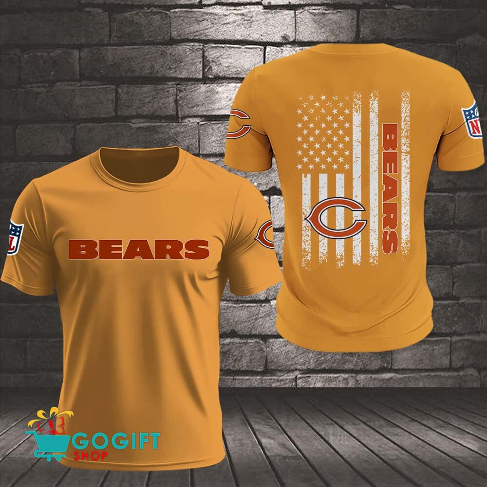 Chicago Bears US Flag Vintage Style All Over Printed T-shirt