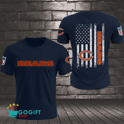 Chicago Bears US Flag Vintage Style All Over Printed T-shirt