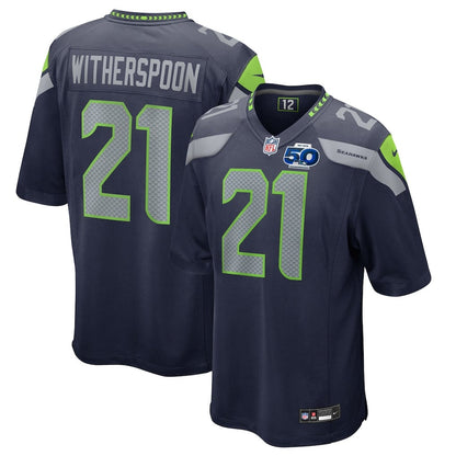 Devon Witherspoon 21Seattle Seahawks College Navy 50th Season Game Jersey