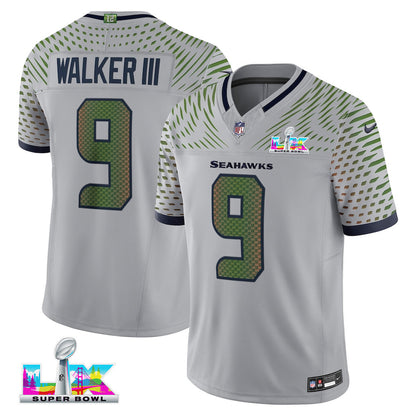 Kenneth Walker III 9 Seattle Seahawks 2026 Super Bowl LX - Wolf Gray Rivalries Collection Limited Jersey
