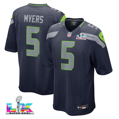 Jason Myers 5 Seattle Seahawks 2026 Super Bowl LX Game Jersey - College Navy
