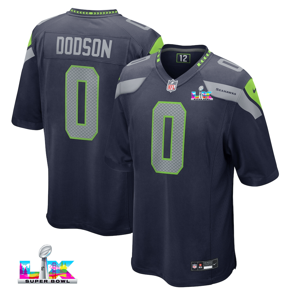 Tyrel Dodson 0 Seattle Seahawks 2026 Super Bowl LX Game Jersey - College Navy