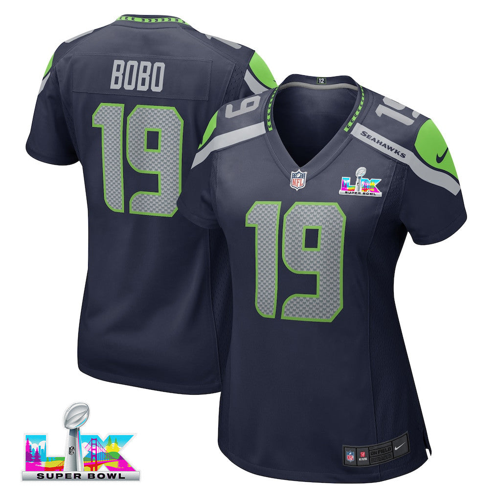 Jake Bobo 19 Seattle Seahawks 2026 Super Bowl LX - Women Game Jersey- Navy