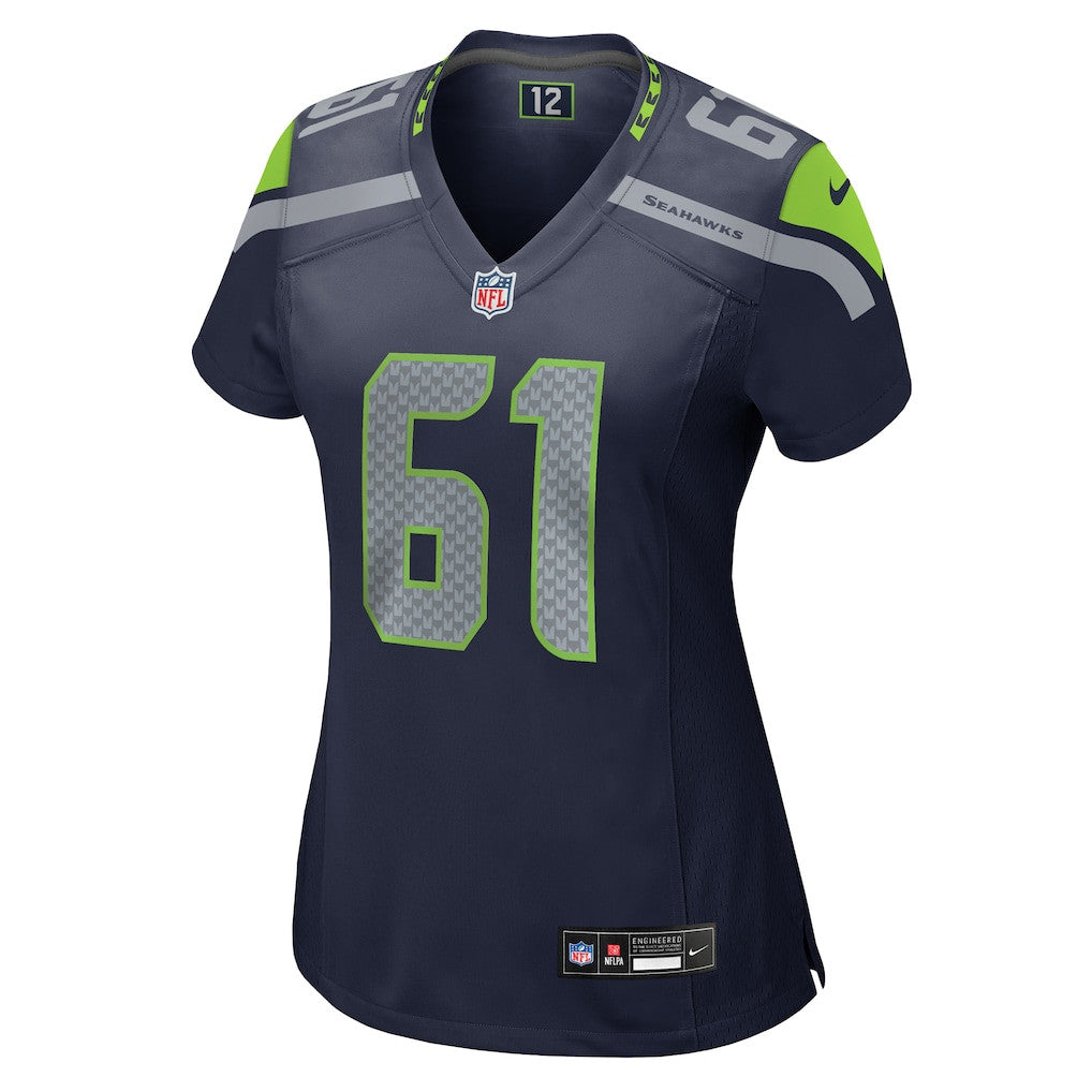 Jalen Sundell 61 Seattle Seahawks 2026 Super Bowl LX - Women Game Jersey - Navy