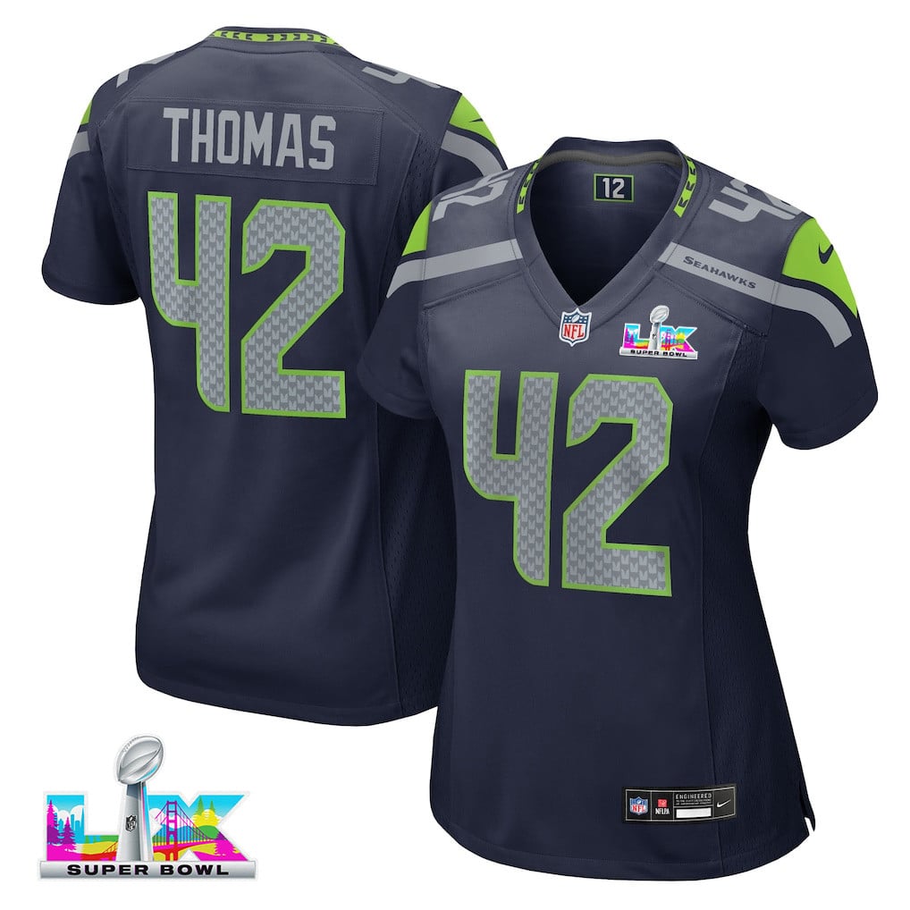 Drake Thomas 42 Seattle Seahawks 2026 Super Bowl LX - Women Navy Game Jersey